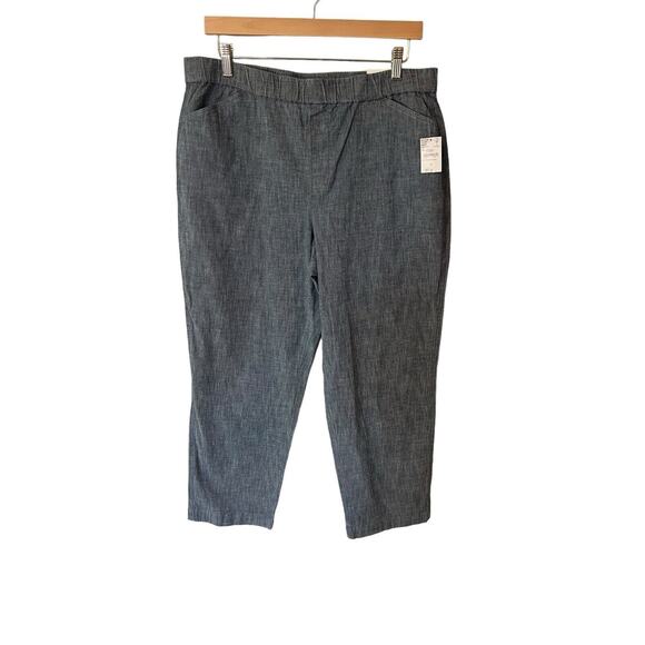 Lands'‎ End size 14 blue chambray Mid Rise Chino Crop Pants Capris NWT MSRP $69 - Picture 1 of 8